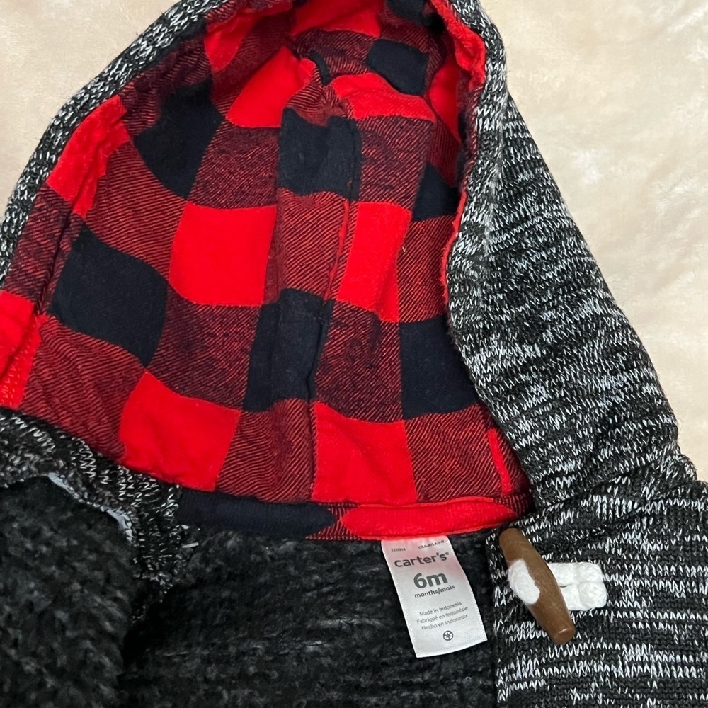 Red Black Plaid Moose Outfit Warm Jacket Pants Onesie Boys 6 months Holiday - Picture 7 of 9
